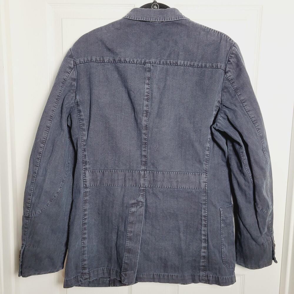 Gian Luca Napoli Blazer Mens 42 Long Blue Gray Herringbone Twill Unstructured - Picture 6 of 16